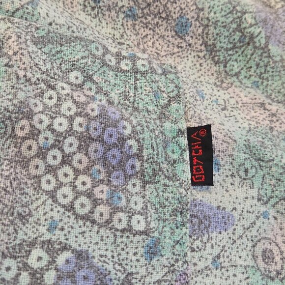 Vintage 90s Gotcha Button Down Shirt Purple Green Abstract Floral Skater Medium - Picture 6 of 14